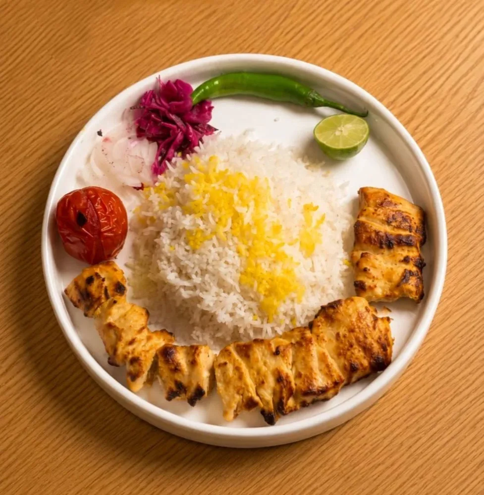چلو جوجه کباب (یک سیخ)
